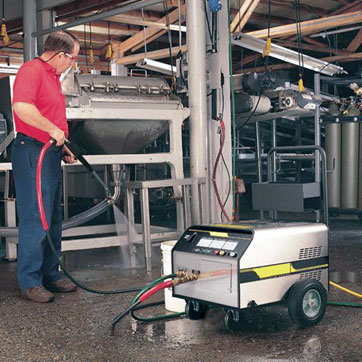 Man Washing Floor with Q Break Soap