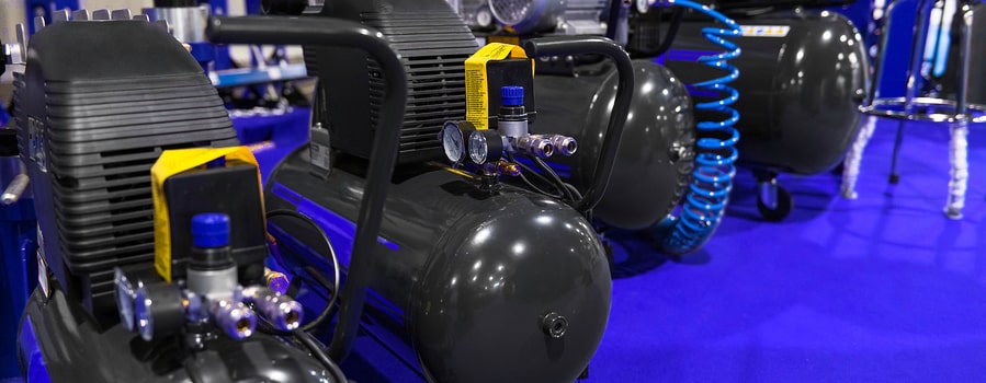 Many Air compressors pressure pumps closeup photo