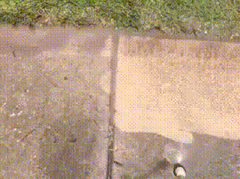 A power washer cleans grime off a sidewalk.